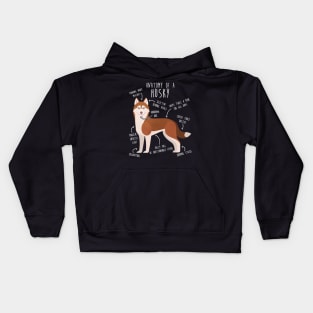 Red Siberian Husky Dog Anatomy Kids Hoodie